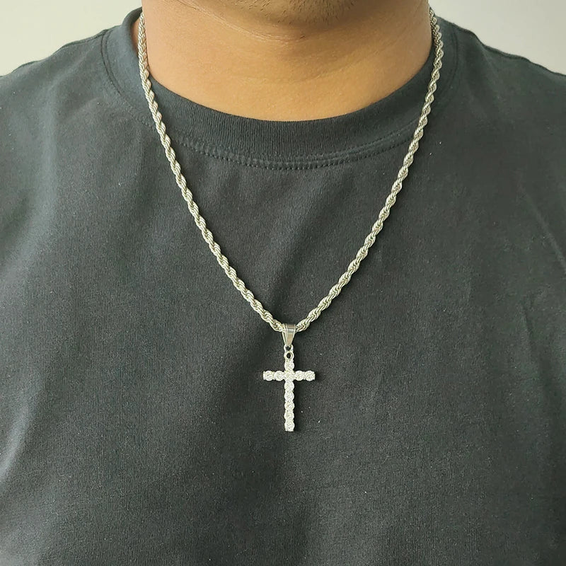 Mercori men´s stainless steel cross pendant necklace